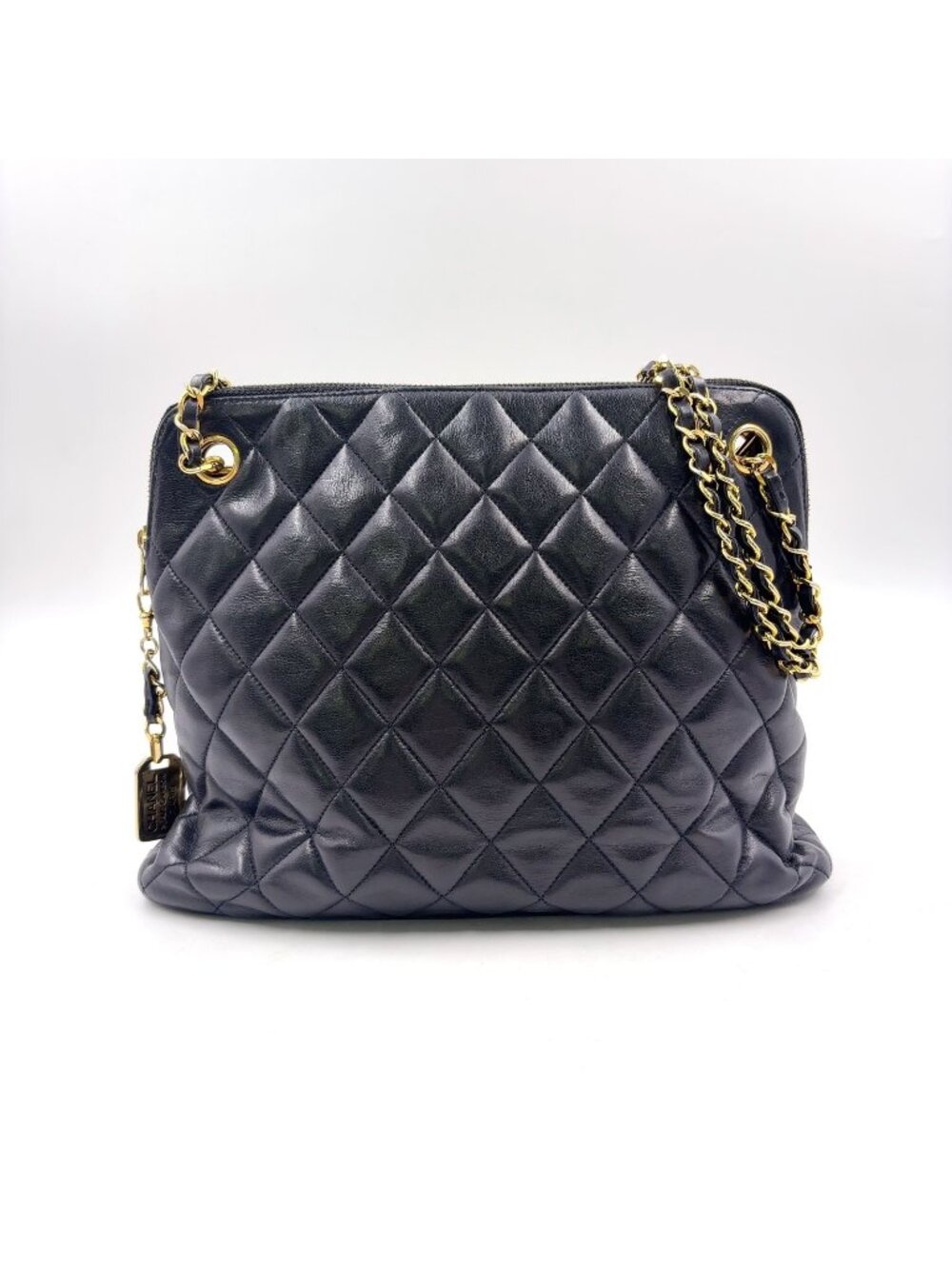 Chanel Quilted Lambskin Black Shoulder Bag Gold
